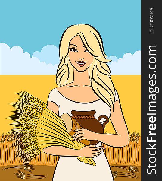 Girl With Sheaf Of Wheat.