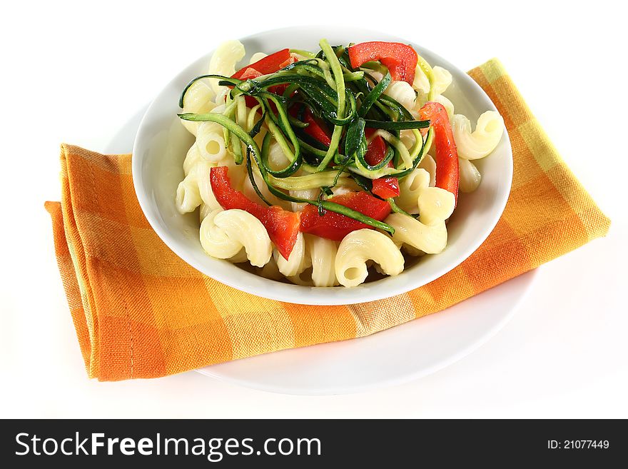 Pasta with red pepper zucchini vegetable