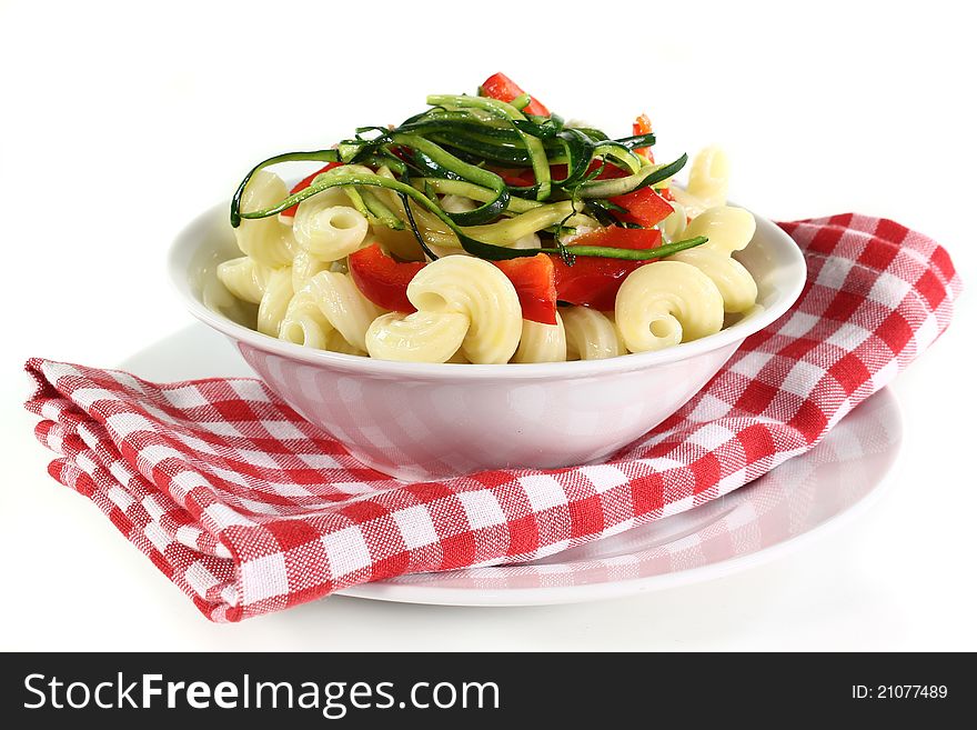 Pasta with red pepper zucchini vegetable