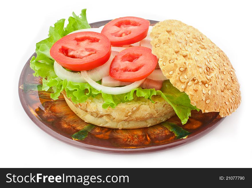 Hamburger isolated on the plate