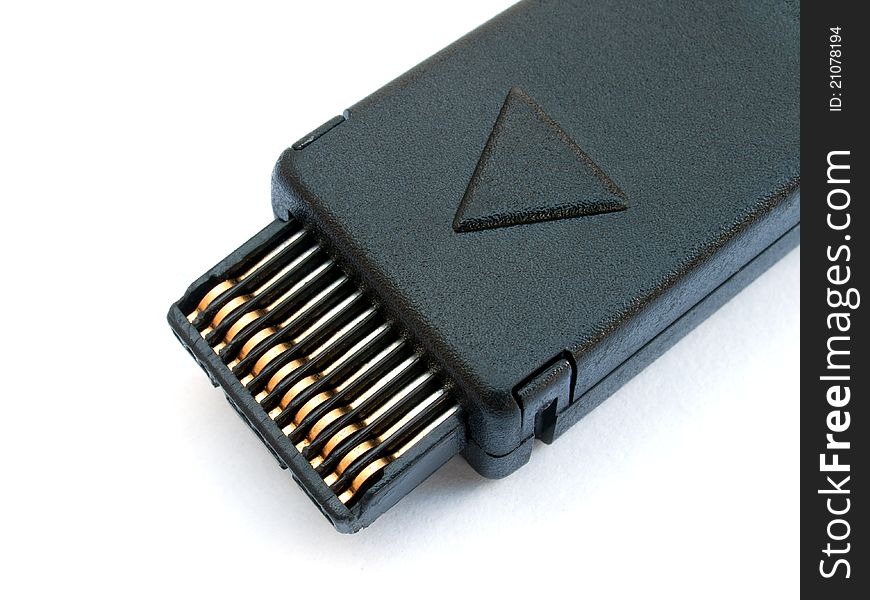 Close-up of the black connector is isolated on a white background