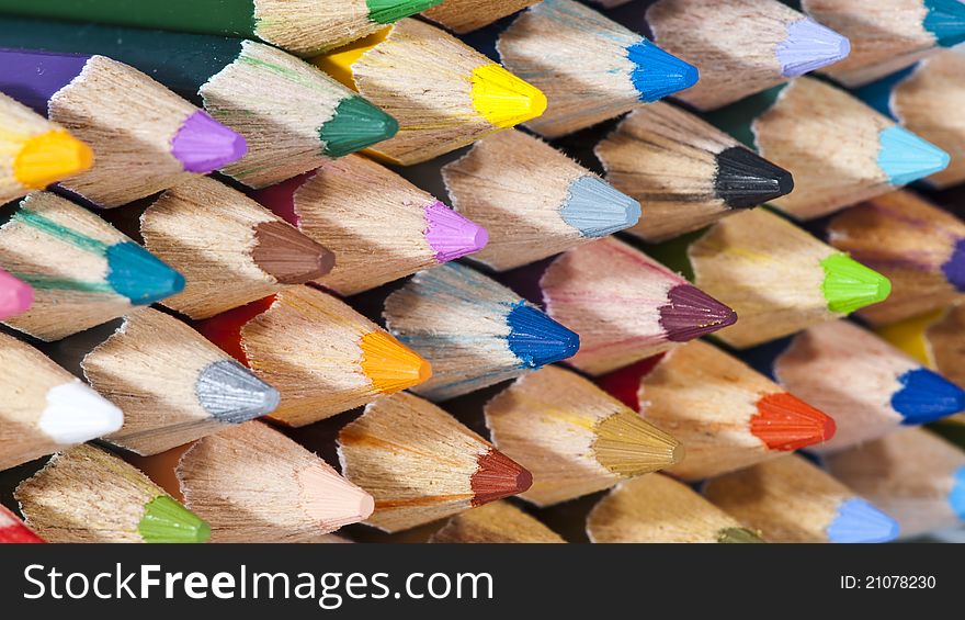 Close up photo of sharpened colored pencils. Close up photo of sharpened colored pencils