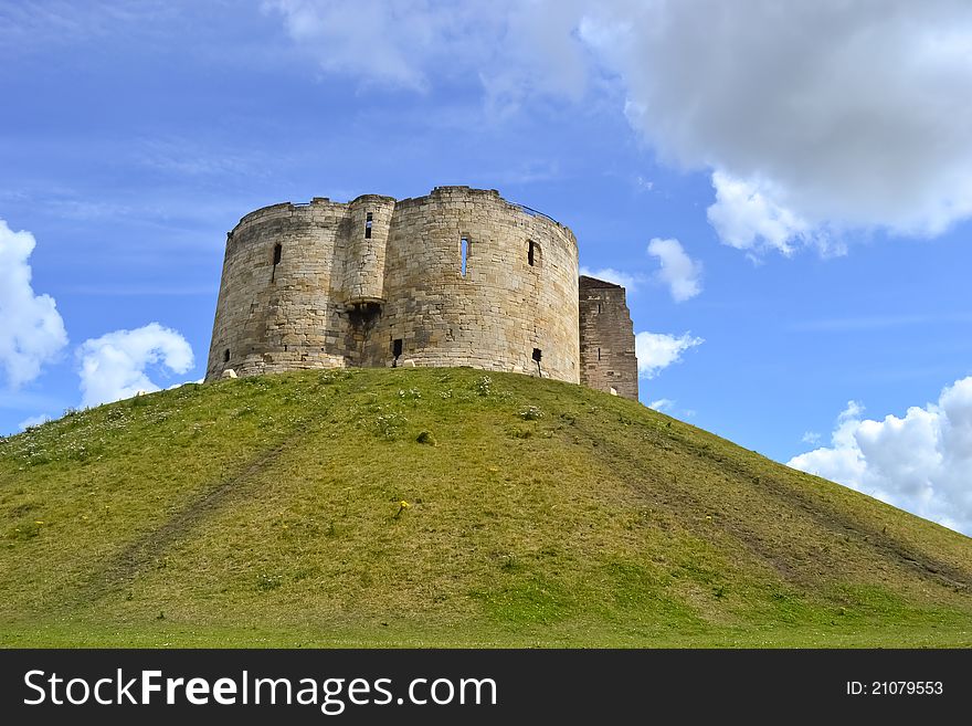 Cliffords Tower at green mountain, in York, England