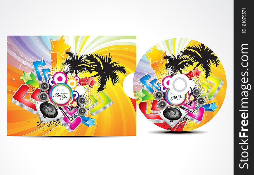 Abstract colorful musical cd cover vector illustration. Abstract colorful musical cd cover vector illustration