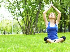 Yoga Woman On Green Grass Stock Images Yoga Woman On Green Grass Stock Images