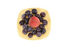 Natural Ripe Plums And Peaches Royalty Free Stock Photo