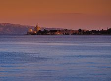 Messina Harbor And Lighthouse At Sunset Stock Images Messina Harbor And Lighthouse At Sunset Stock Images