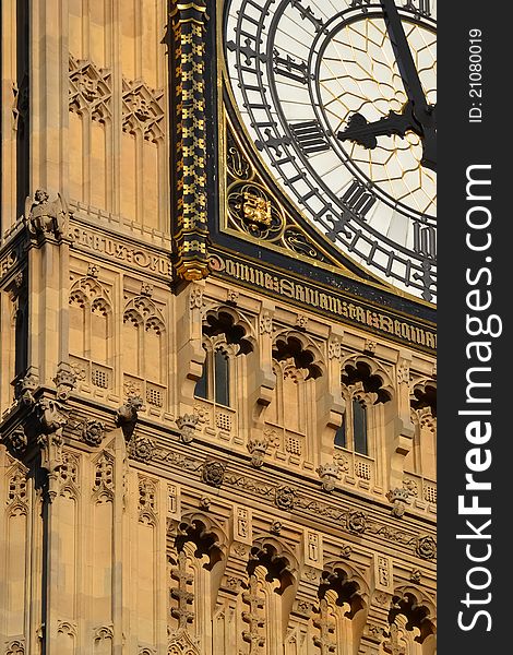 Detail of the bigben tower clock