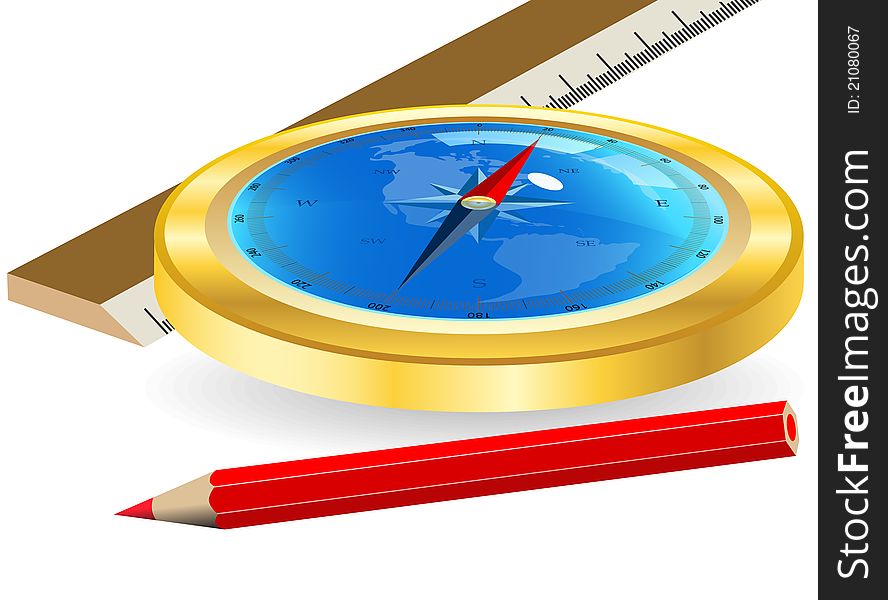 Compass and red pencil