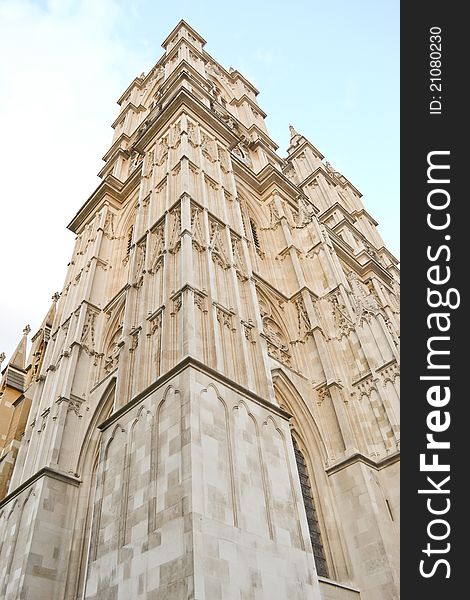 A tower of Westminster abbey of London. A tower of Westminster abbey of London