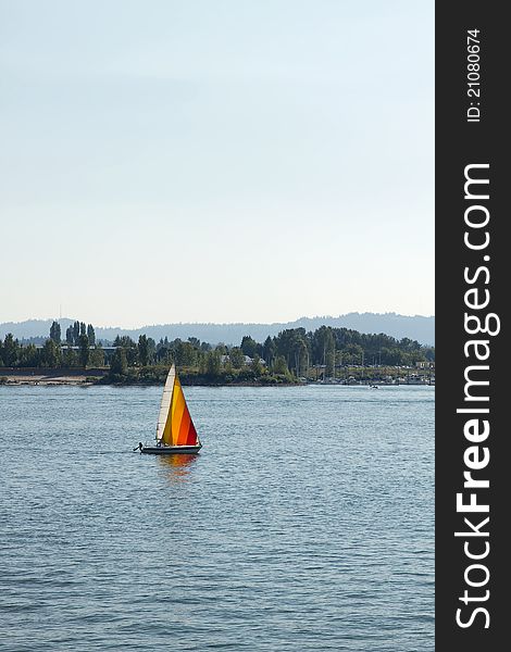 Colorful Sailboat on the Columbia River