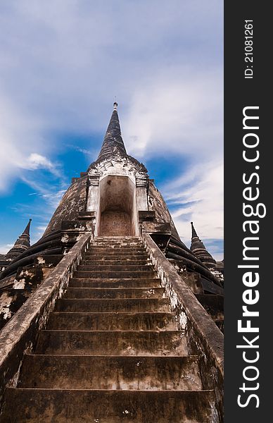 Stairway to top of ancient pagoda in Ayutthaya Thailand. Stairway to top of ancient pagoda in Ayutthaya Thailand