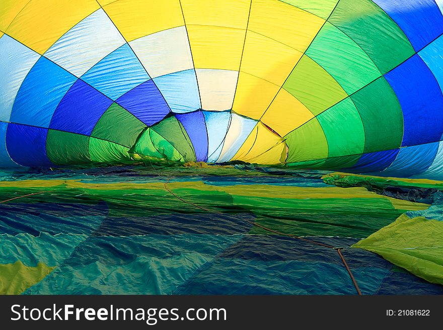 Inside of colorful hot air balloon