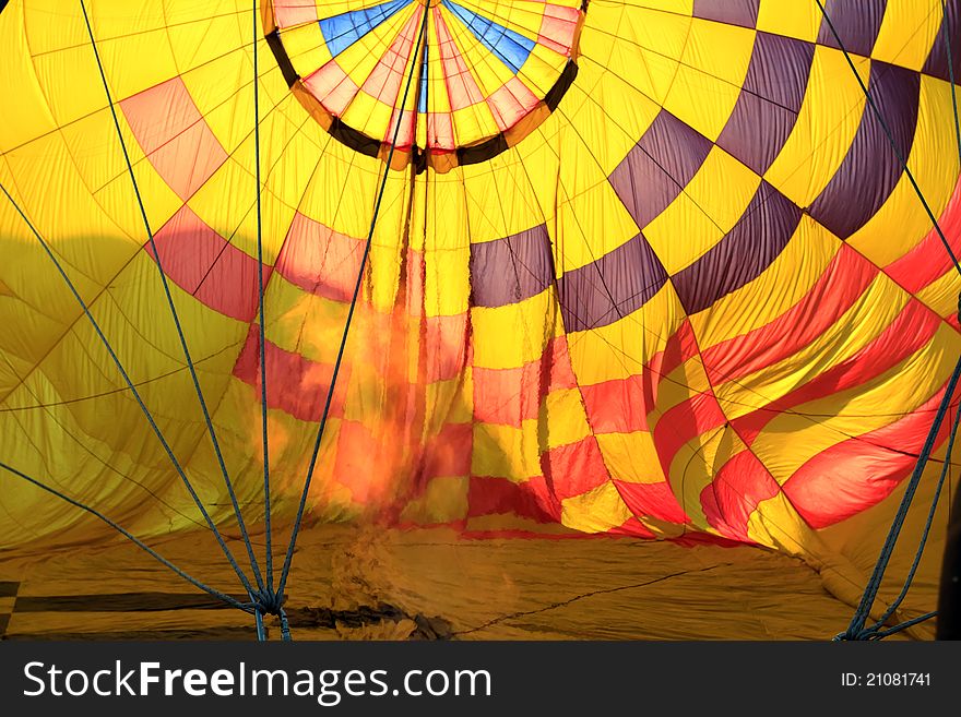 Inside of colorful hot air balloon