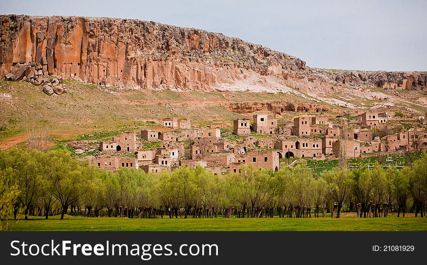 Spring landscape of the abandoned village at Kizilkaya, in Turkey.