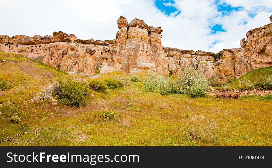 Ancient houses in Capadochia, Goreme National Historical Park, in Turkey.