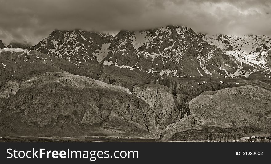 Beautiful spring landscape of the mountains of Aladaglar National Park in Turkey.