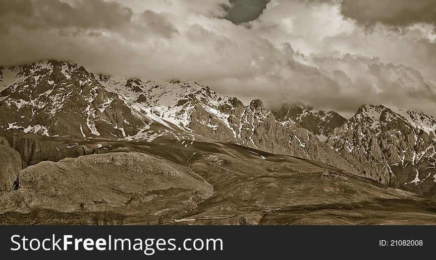 Beautiful spring landscape of the mountains of Aladaglar National Park in Turkey.