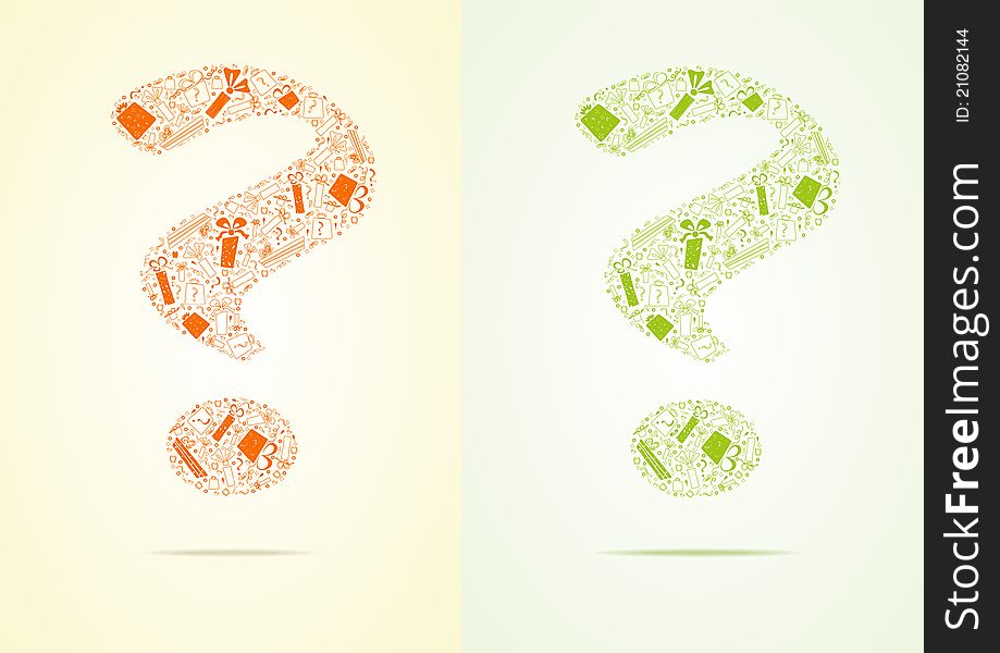 Two Question From Gifts, Vector Illustration