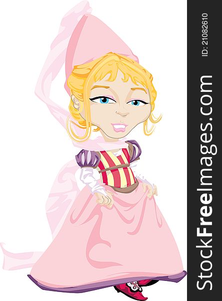Character illustration of a young, happy fairytale princess. Character illustration of a young, happy fairytale princess.