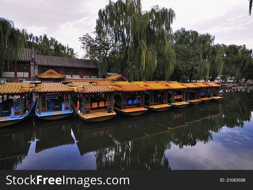 Chinese boat on the river. Chinese boat on the river.