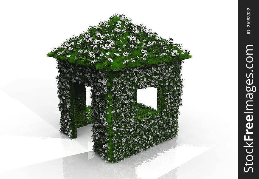 House With Grass And Flowers