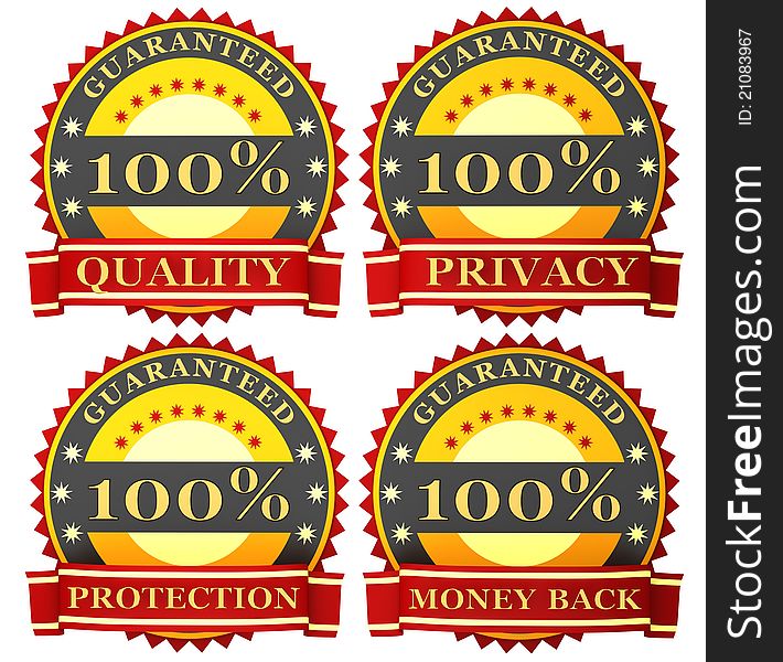 Red satisfaction 100% guarantee labels. Red satisfaction 100% guarantee labels