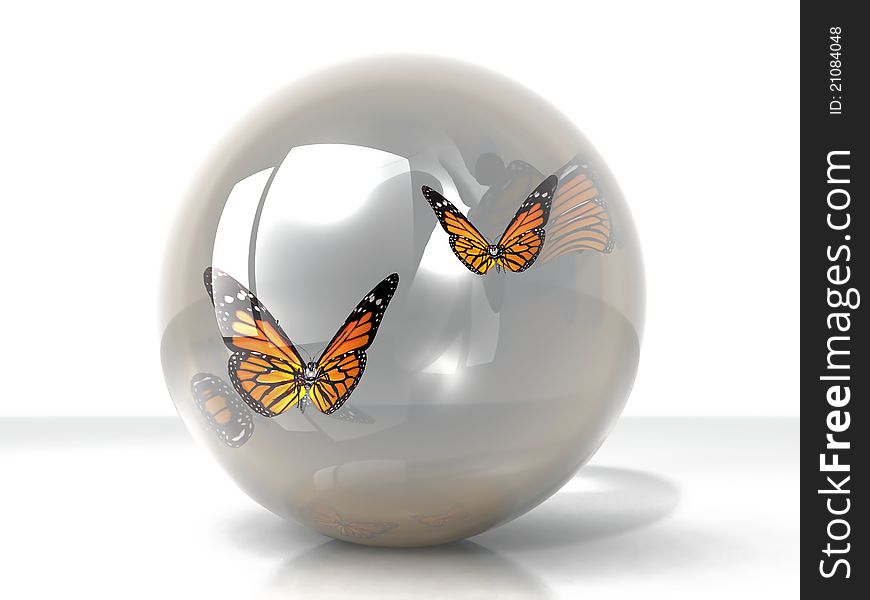 The beautiful butterfly in a bubble. The beautiful butterfly in a bubble