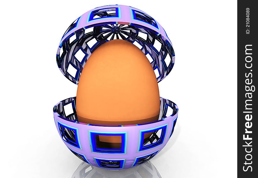 An egg in an metal egg. An egg in an metal egg