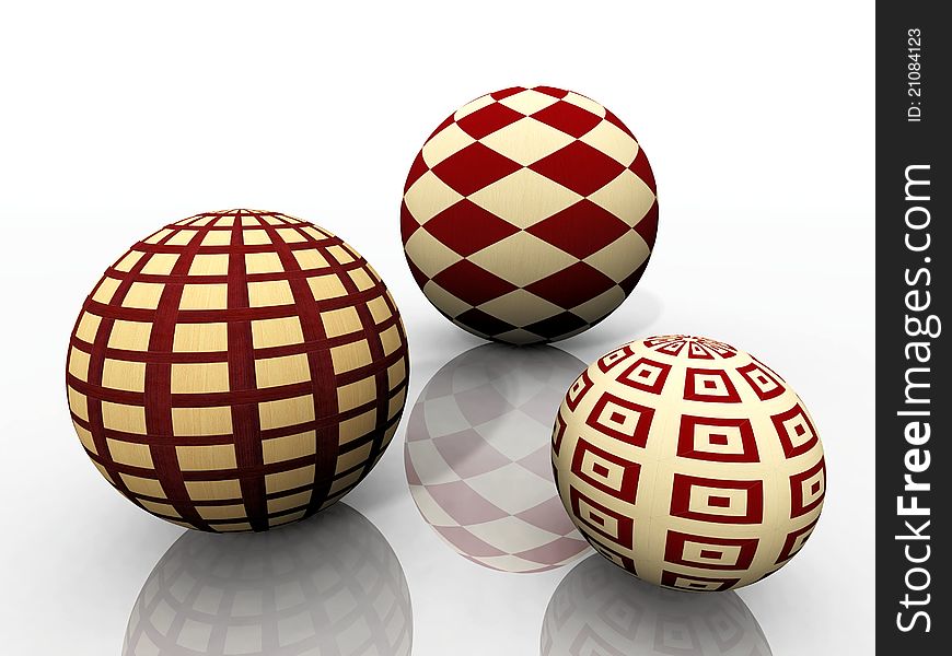 Balls of wood with different textures. Balls of wood with different textures