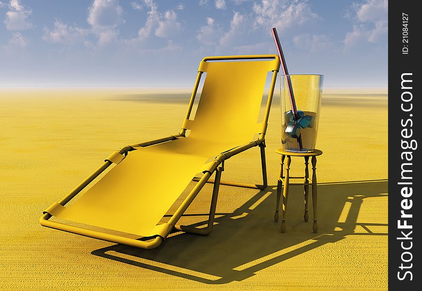 Lounge chair and drink in the desert