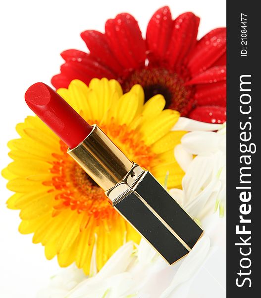 Decorative cosmetics on a white background