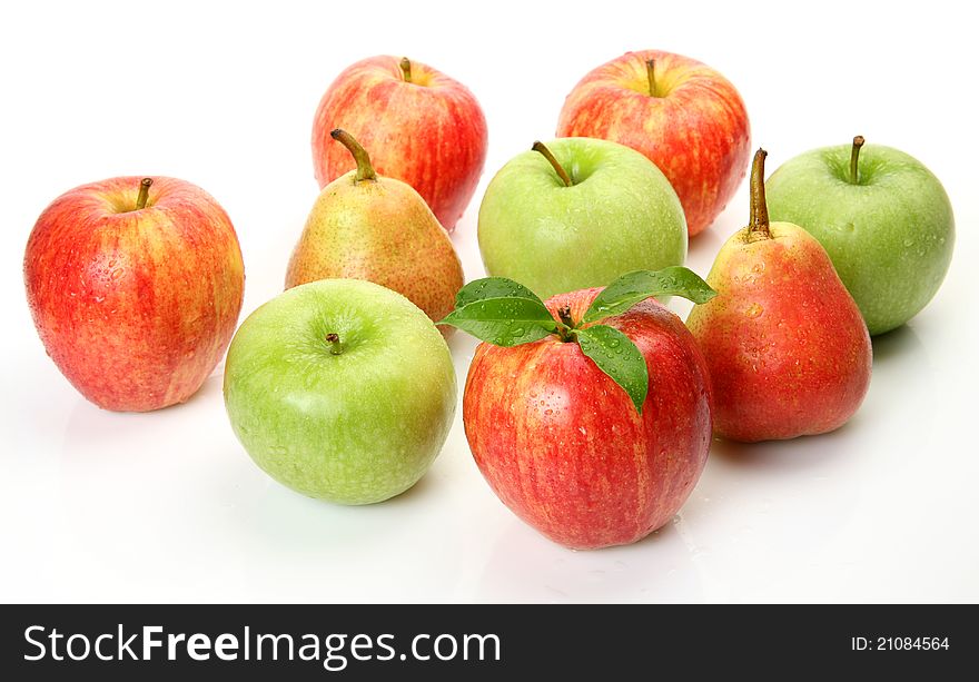 Ripe fruit on a white background