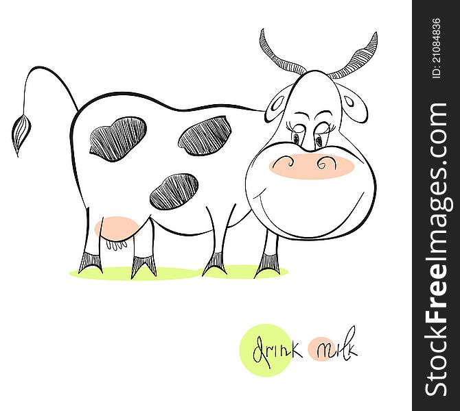 Cartoon style illustration of cow