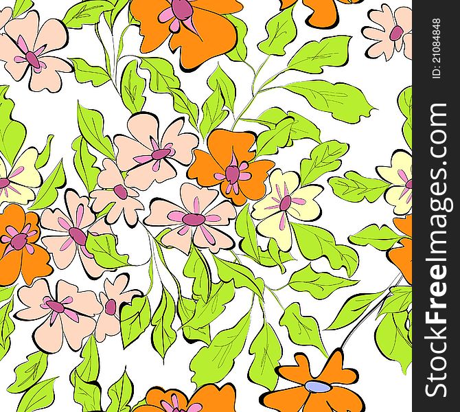 Seamless pattern with decorative flowers