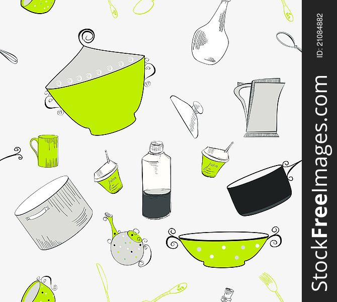 Seamless Pattern With Utensils