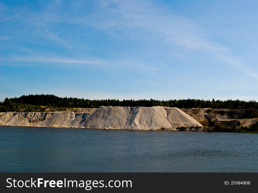 Plant gravel and concrete on the river Oka. Plant gravel and concrete on the river Oka