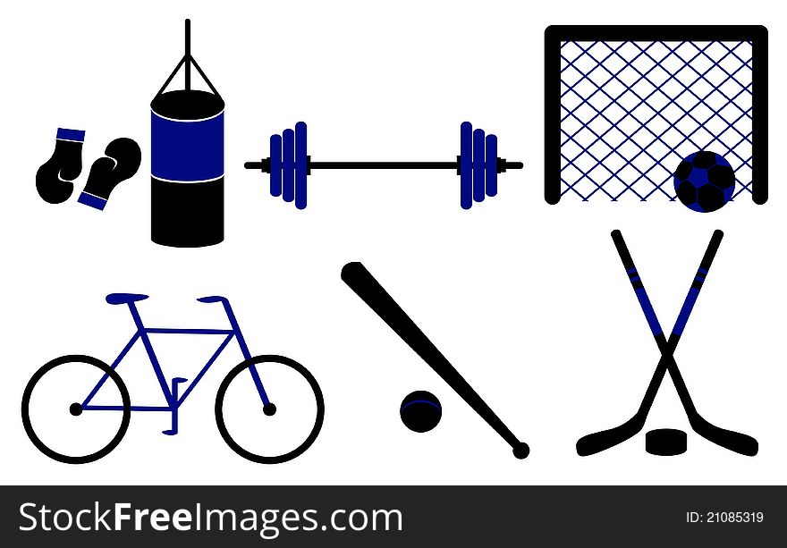 Set of sporting equipment isolated. Vector illustration. Set of sporting equipment isolated. Vector illustration.