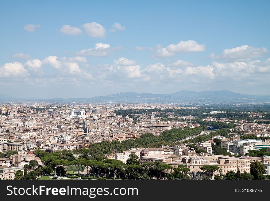 Aerial view of Rome with clouds