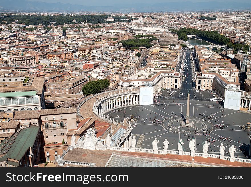 St Peter square and Rome aerial view