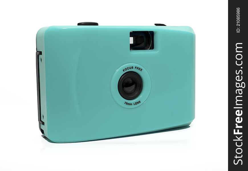 Blue toy camera on Isolated White Background
