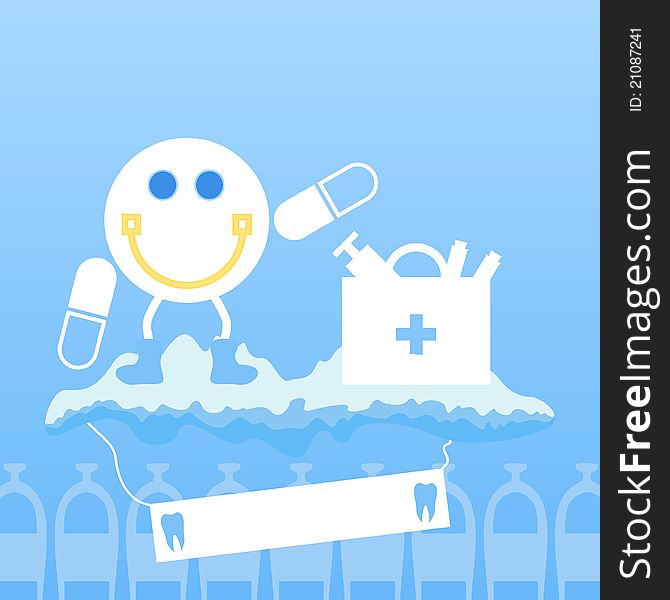 The doctor a smile on a cloud flies to patients. A vector illustration