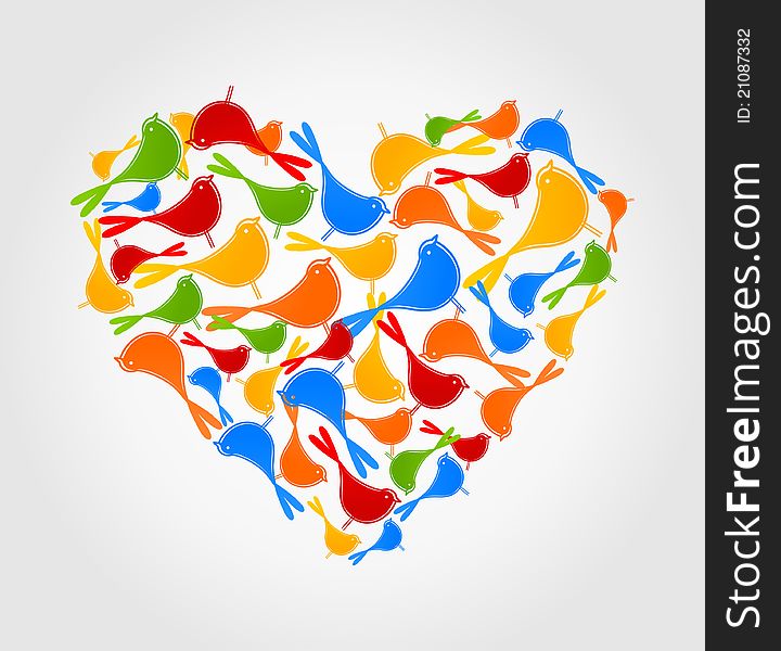 Flight of birds in the form of heart. A vector illustration. Flight of birds in the form of heart. A vector illustration