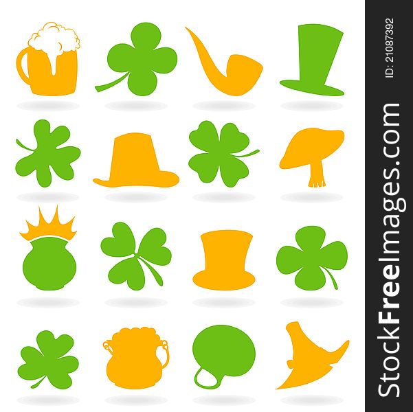 Set of icons on a theme patrick day. A vector illustration. Set of icons on a theme patrick day. A vector illustration