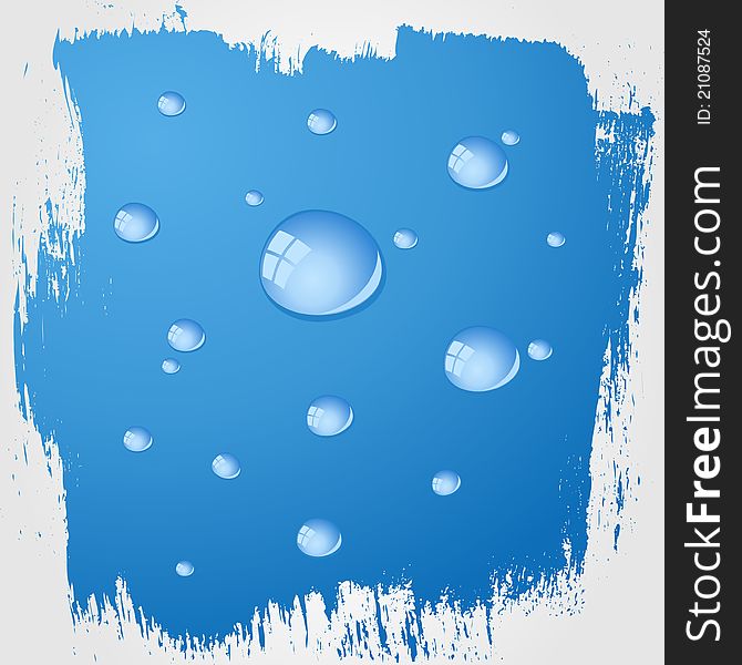 Water drops on blue glass. A vector illustration. Water drops on blue glass. A vector illustration