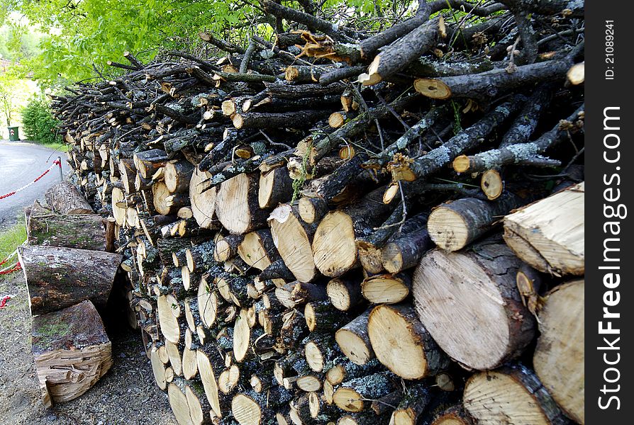 Detail of pile of wood