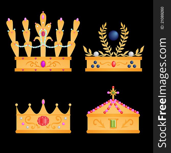 Royal crowns set. Vector illustration