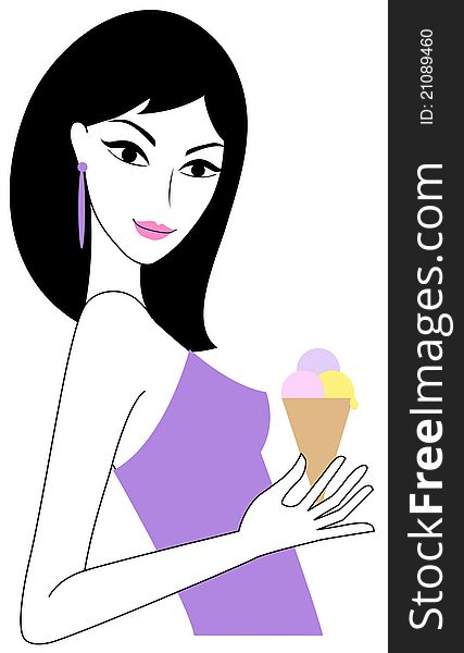 Young attractive holding an ice cream in her hand