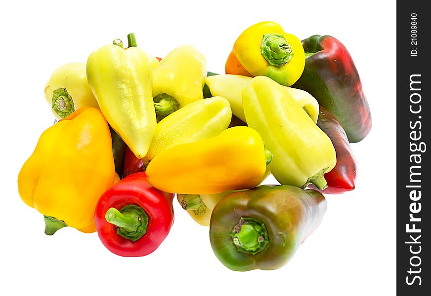 Colored peppers isolated on white