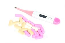 Digital Thermometer And Pills. Stock Images Digital Thermometer And Pills. Stock Images